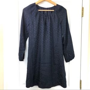 J. Crew Silk Tonal Paisley Navy Blue Dress